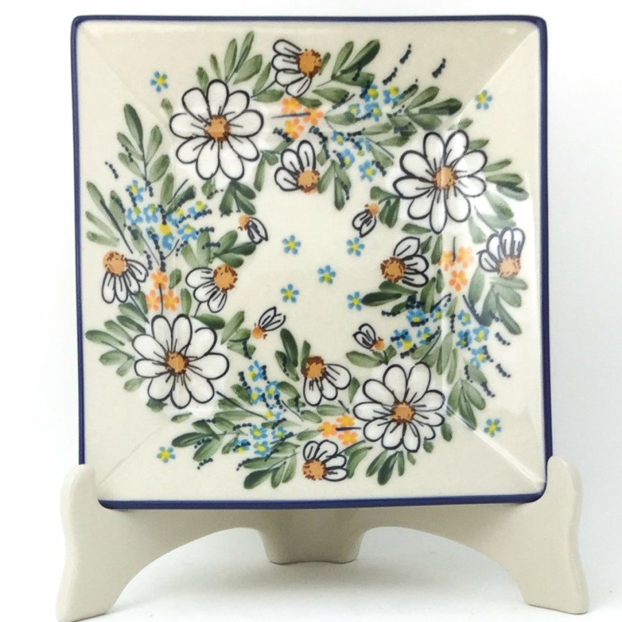 Plates * | Janelle Imports Square Luncheon Plate In Spectacular Daisy