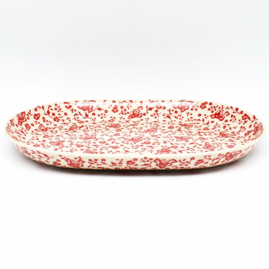 Platters, Servers, And Trays * | Janelle Imports Lg Oval Platter In Antique Red