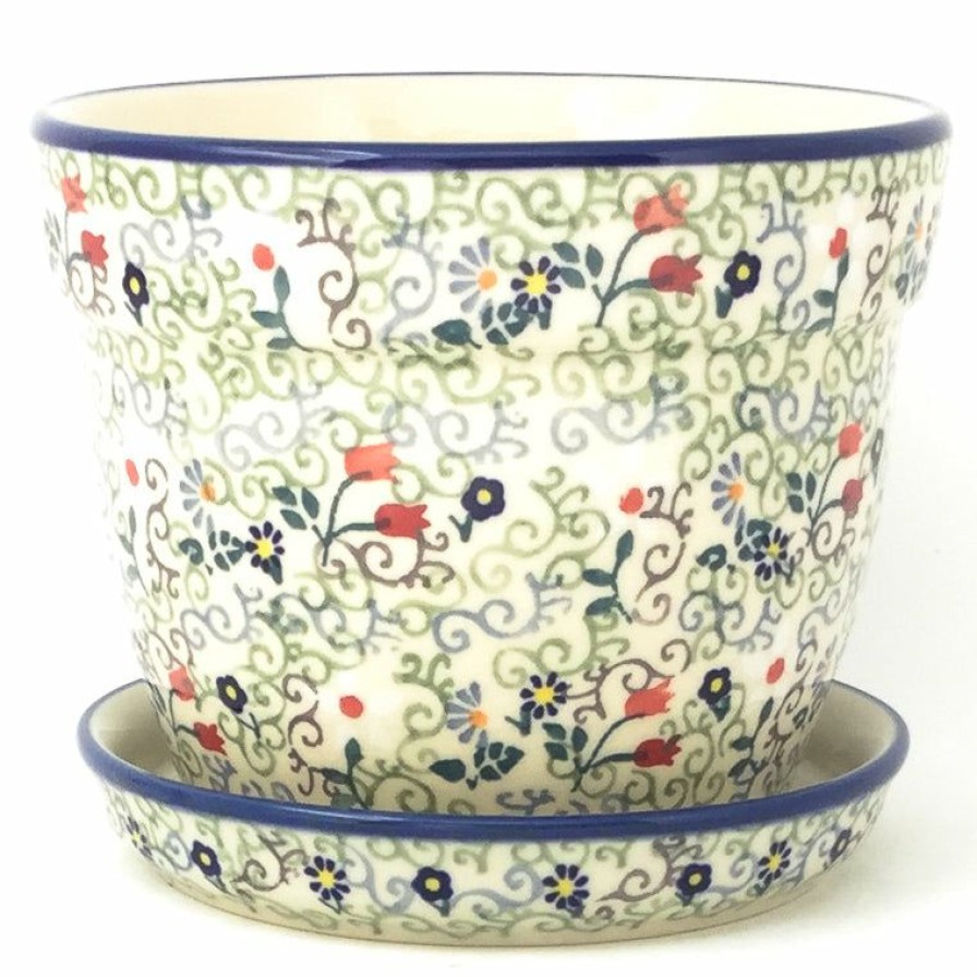 Home Decor * | Janelle Imports Md Flower Pot W/Plate In Early Spring