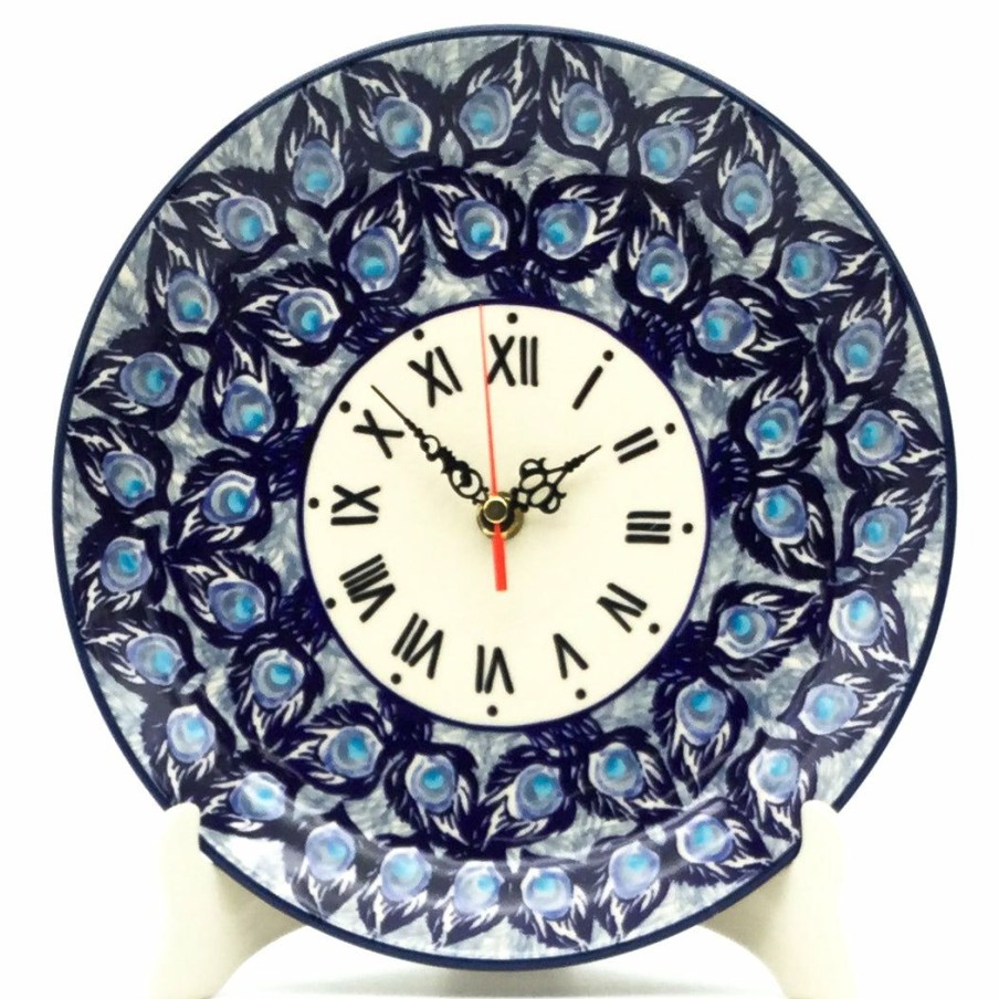 Home Decor * | Janelle Imports Plate Wall Clock In Peacock Glory