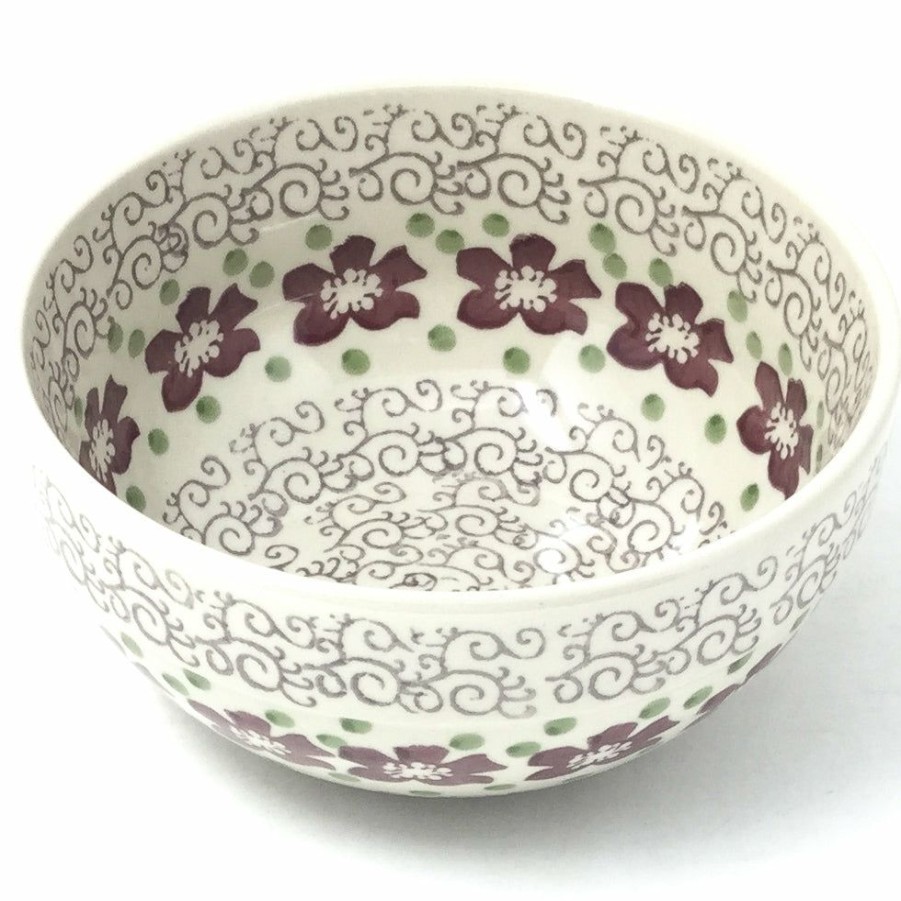 Bowls * | Janelle Imports Soup Bowl 24 Oz In Purple & Gray Flowers