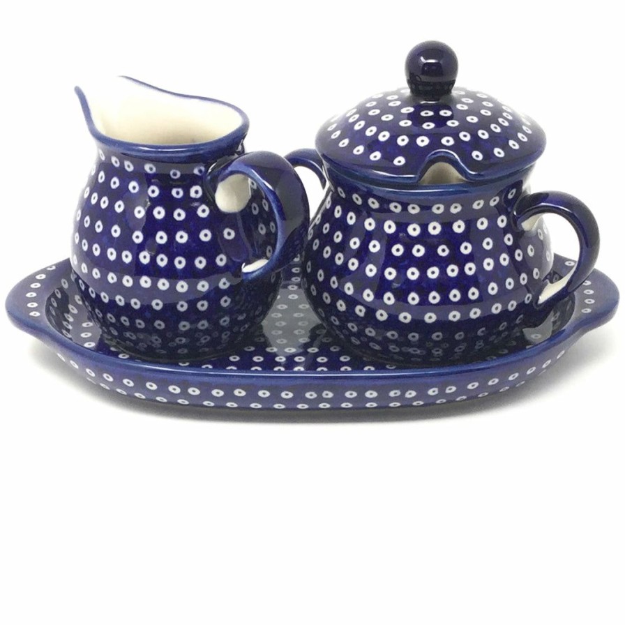 Table Accessories * | Janelle Imports Creamer & Sugar Set W/Tray In Blue Elegance