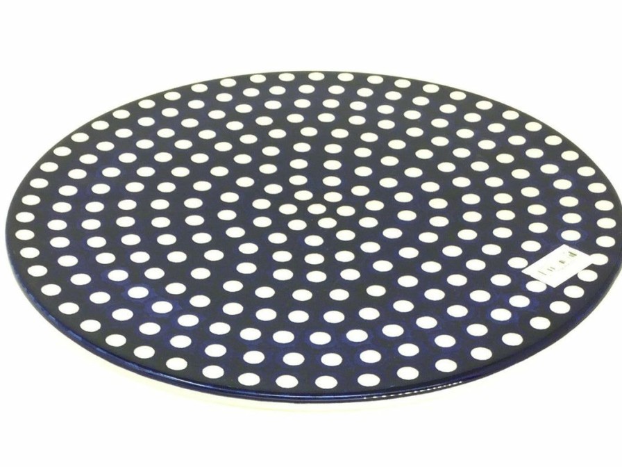 Kitchen Accessories * | Janelle Imports Round Cutting Board 12 In White Polka-Dot