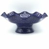 Bowls * | Janelle Imports Fluted Pedestal Bowl In Blue Elegance