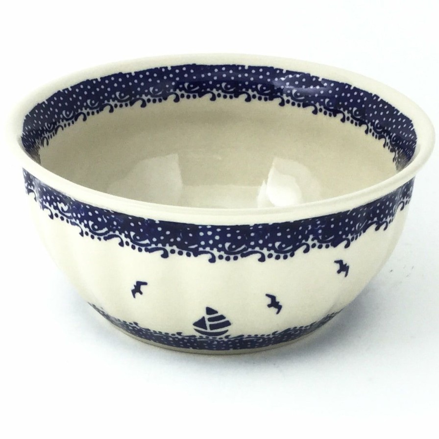 Bowls * | Janelle Imports Scalloped Bowl 48 Oz In Sailboat