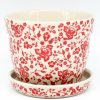 Home Decor * | Janelle Imports Md Flower Pot W/Plate In Antique Red