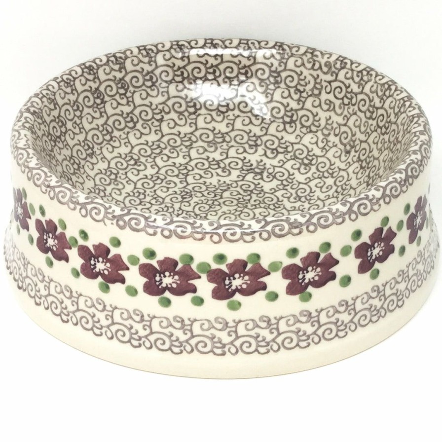 Bowls * | Janelle Imports Lg Dog Bowl In Purple & Gray Flowers