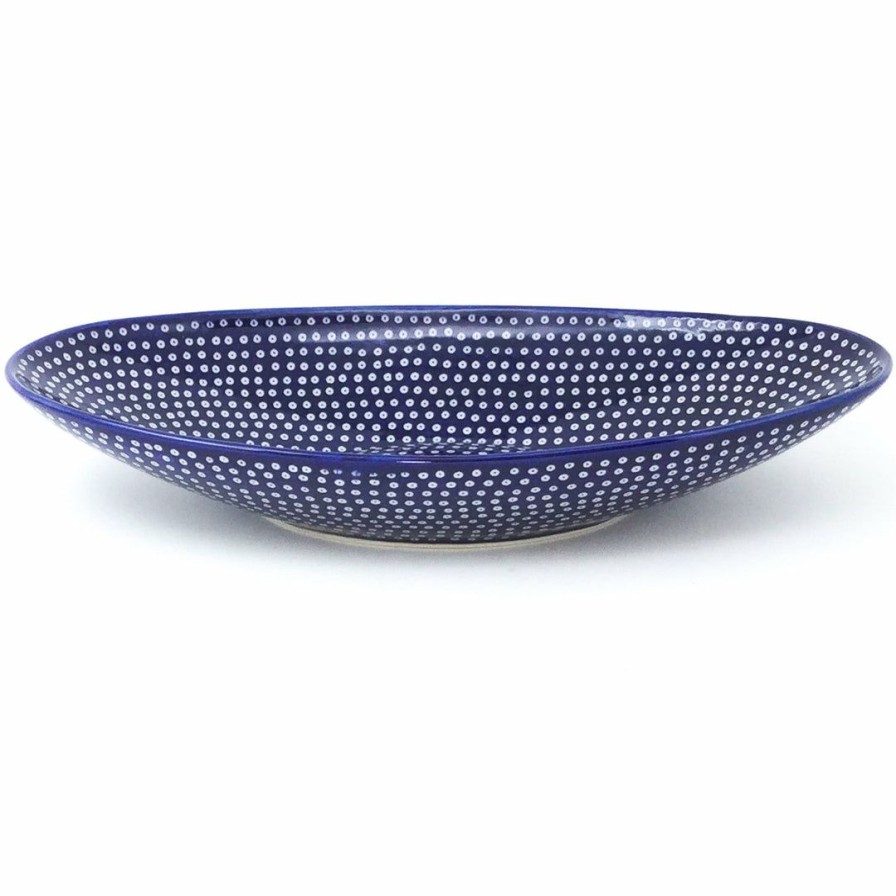 Platters, Servers, And Trays * | Janelle Imports Lg Modern Oval Server In Blue Elegance