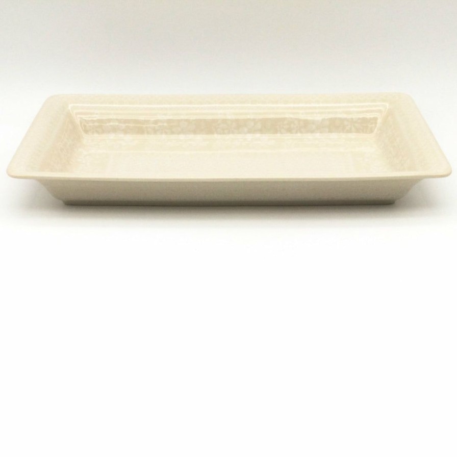 Platters, Servers, And Trays * | Janelle Imports Md Rect. Server W/Lip In White On White