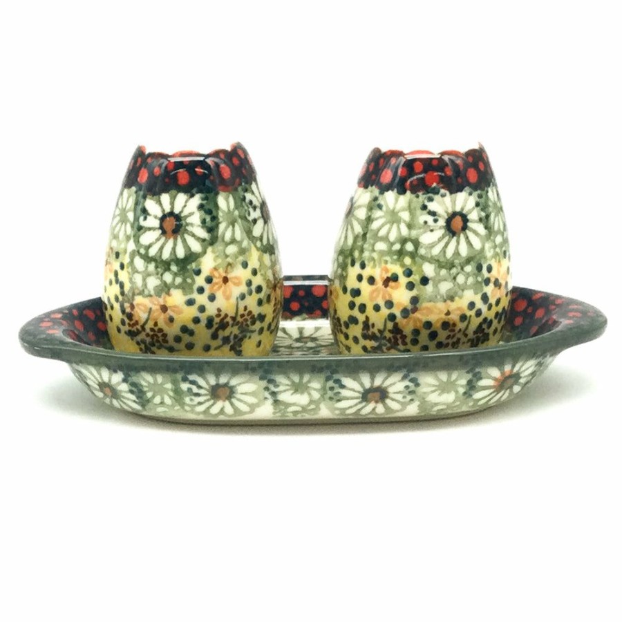 Table Accessories * | Janelle Imports Salt & Pepper Set W/Tray In Cottage Decor