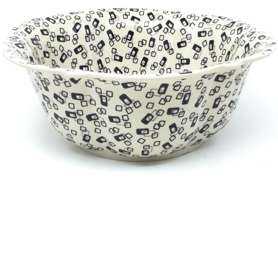 Bowls * | Janelle Imports Lg Retro Bowl In Modern Gray & Black