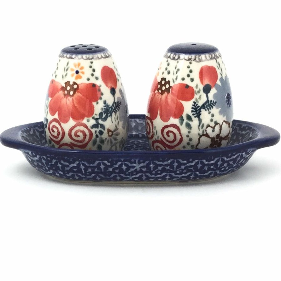 Table Accessories * | Janelle Imports Salt & Pepper Set W/Tray In Perennial Garden