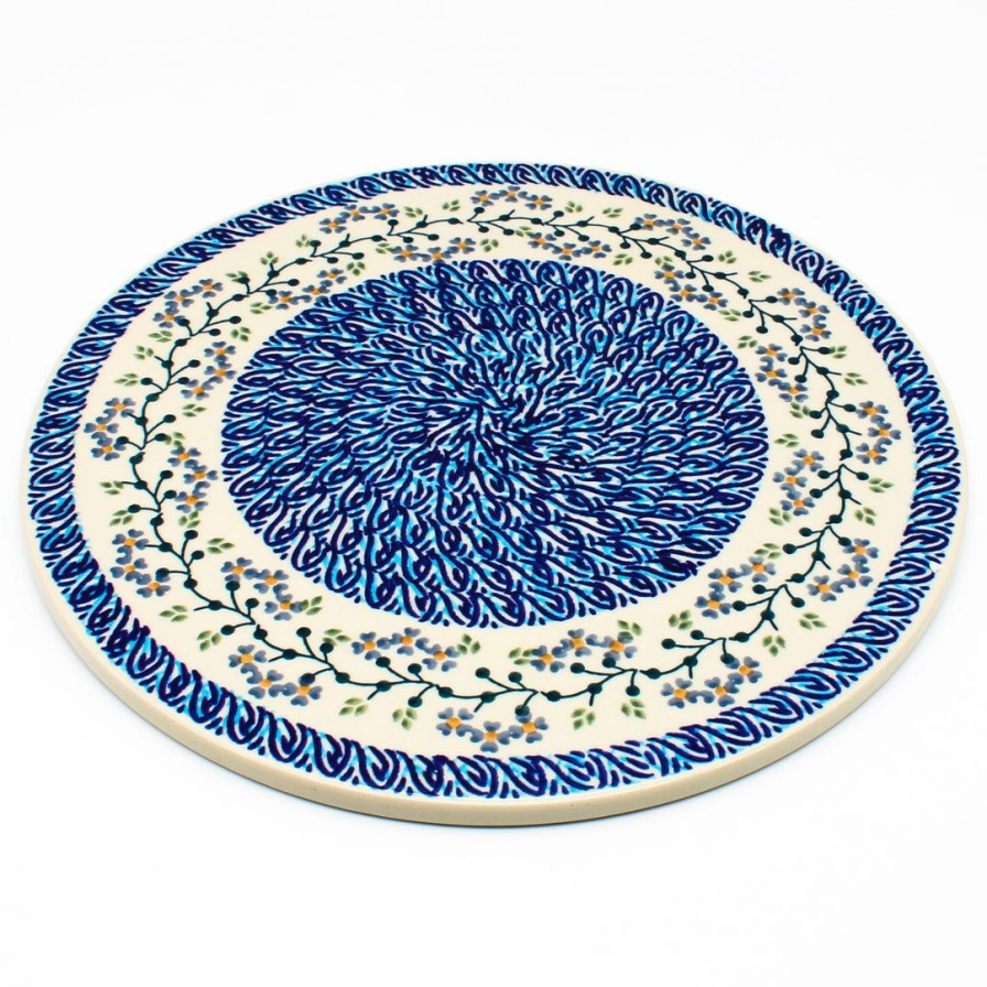 Kitchen Accessories * | Janelle Imports Round Cutting Board 12 In Blue Meadow