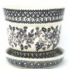 Home Decor * | Janelle Imports Sm Flower Pot W/Plate In Gray & Black