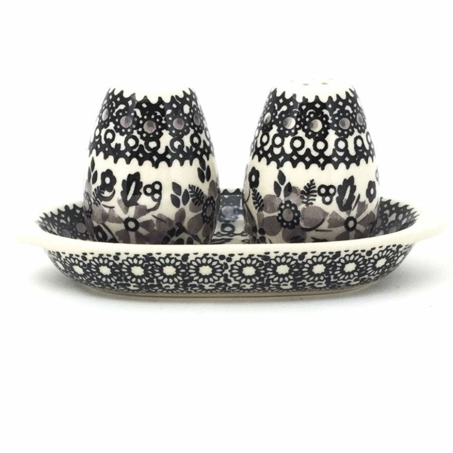 Table Accessories * | Janelle Imports Salt & Pepper Set W/Tray In Gray & Black