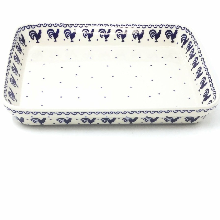 Bakeware * | Janelle Imports Lg Rectangular Baker In Blue Roosters