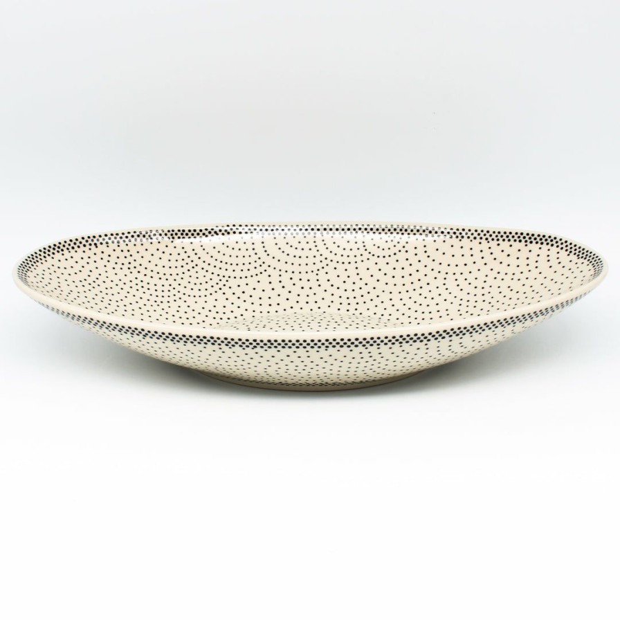 Platters, Servers, And Trays * | Janelle Imports Lg Modern Oval Server In Black Elegance