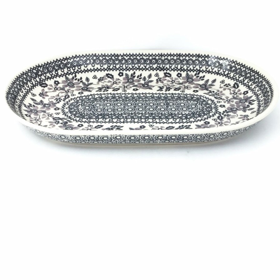 Platters, Servers, And Trays * | Janelle Imports Md Oval Platter In Gray & Black