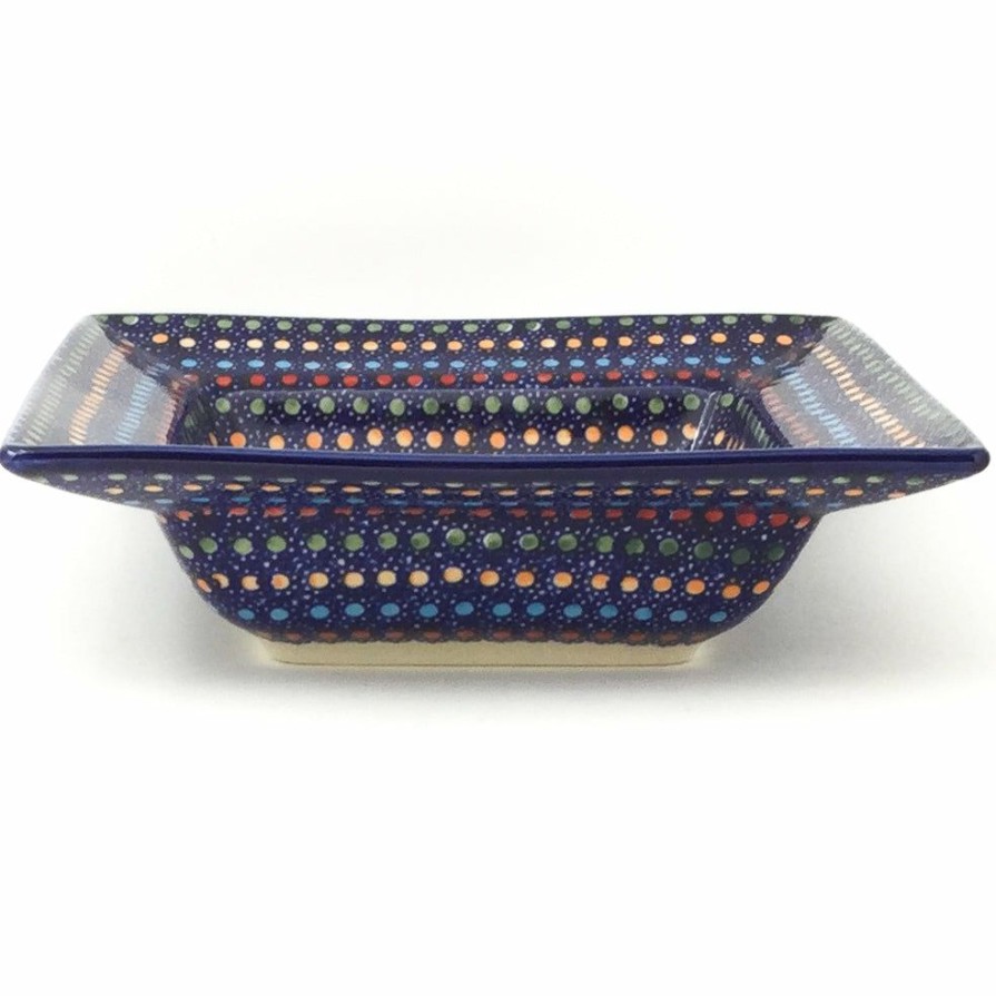 Plates * | Janelle Imports Square Soup Plate In Multi-Colored Dots