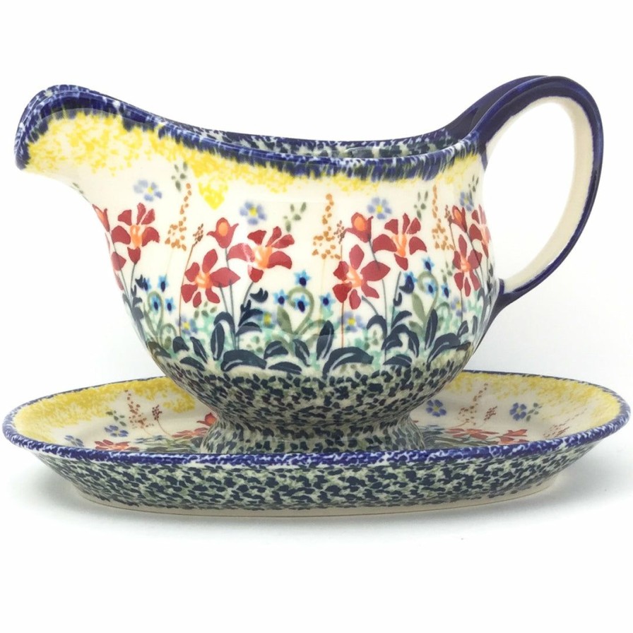 Table Accessories * | Janelle Imports Gravy Boat W/Tray 1 Qt In Country Summer