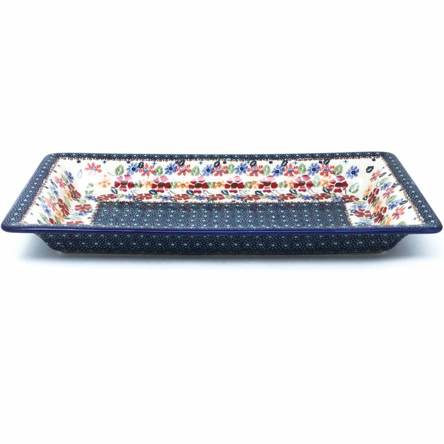 Platters, Servers, And Trays * | Janelle Imports Lg Rect. Server W/Lip In Wild Flowers