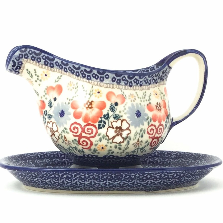 Table Accessories * | Janelle Imports Gravy Boat W/Tray 1 Qt In Perennial Garden