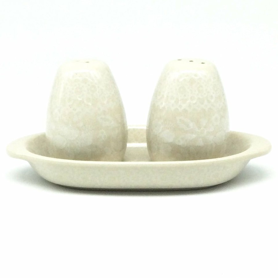 Table Accessories * | Janelle Imports Salt & Pepper Set W/Tray In White On White