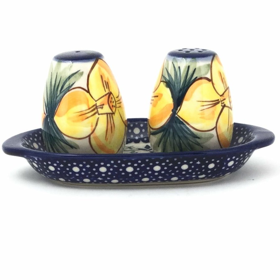 Table Accessories * | Janelle Imports Salt & Pepper Set W/Tray In Daffodils