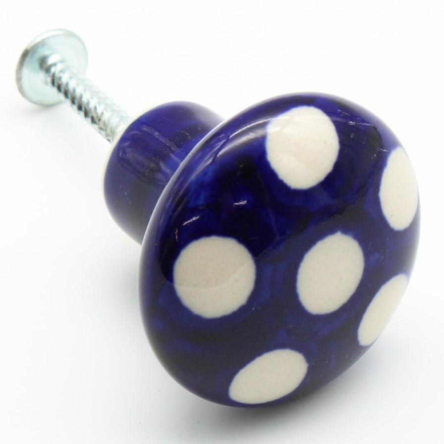 Kitchen Accessories * | Janelle Imports Drawer Pull In White Polka-Dot