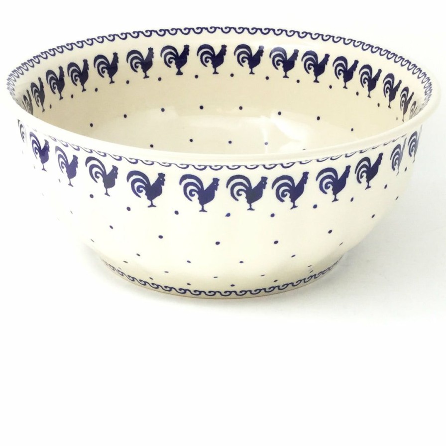 Bowls * | Janelle Imports Scalloped Bowl 128 Oz In Blue Roosters