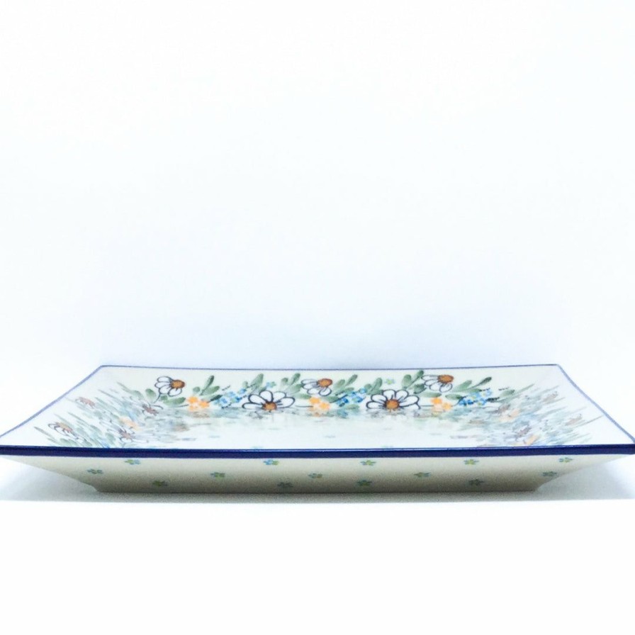 Platters, Servers, And Trays * | Janelle Imports Square Platter In Spectacular Daisy