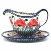 Table Accessories * | Janelle Imports Gravy Boat W/Tray 1 Qt In Polish Poppy