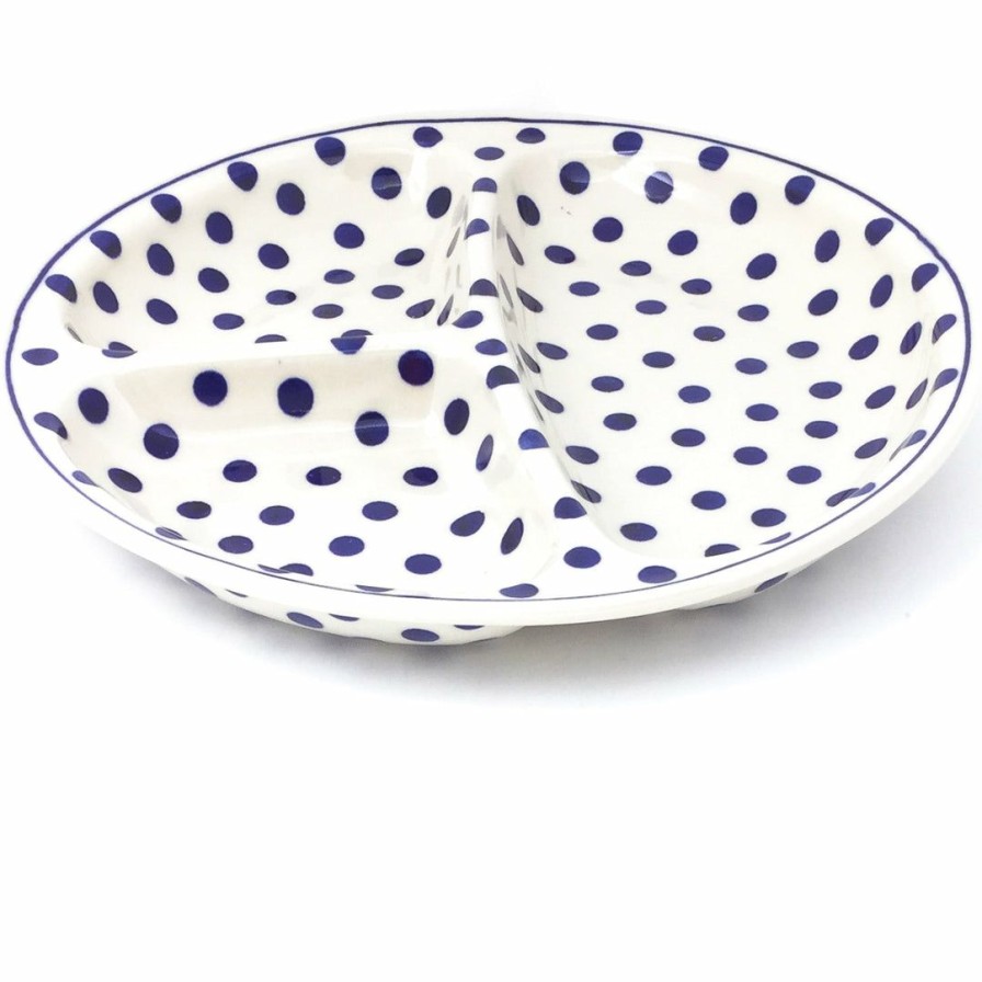 Plates * | Janelle Imports Divided Plate In Blue Polka-Dot