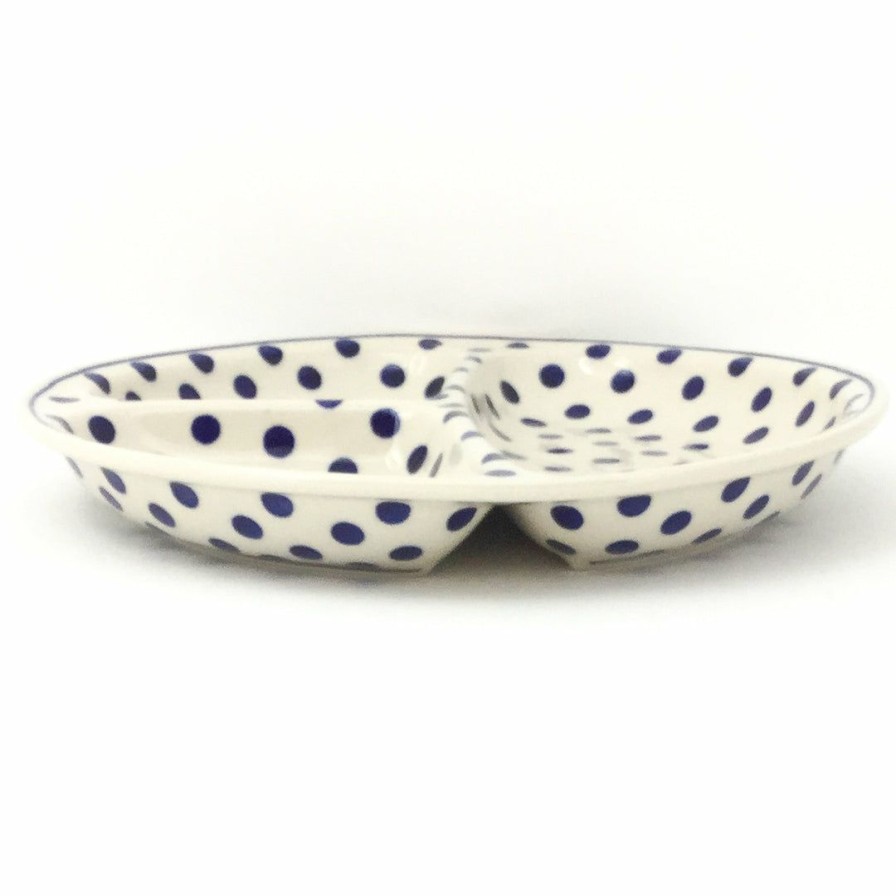 Plates * | Janelle Imports Divided Plate In Blue Polka-Dot