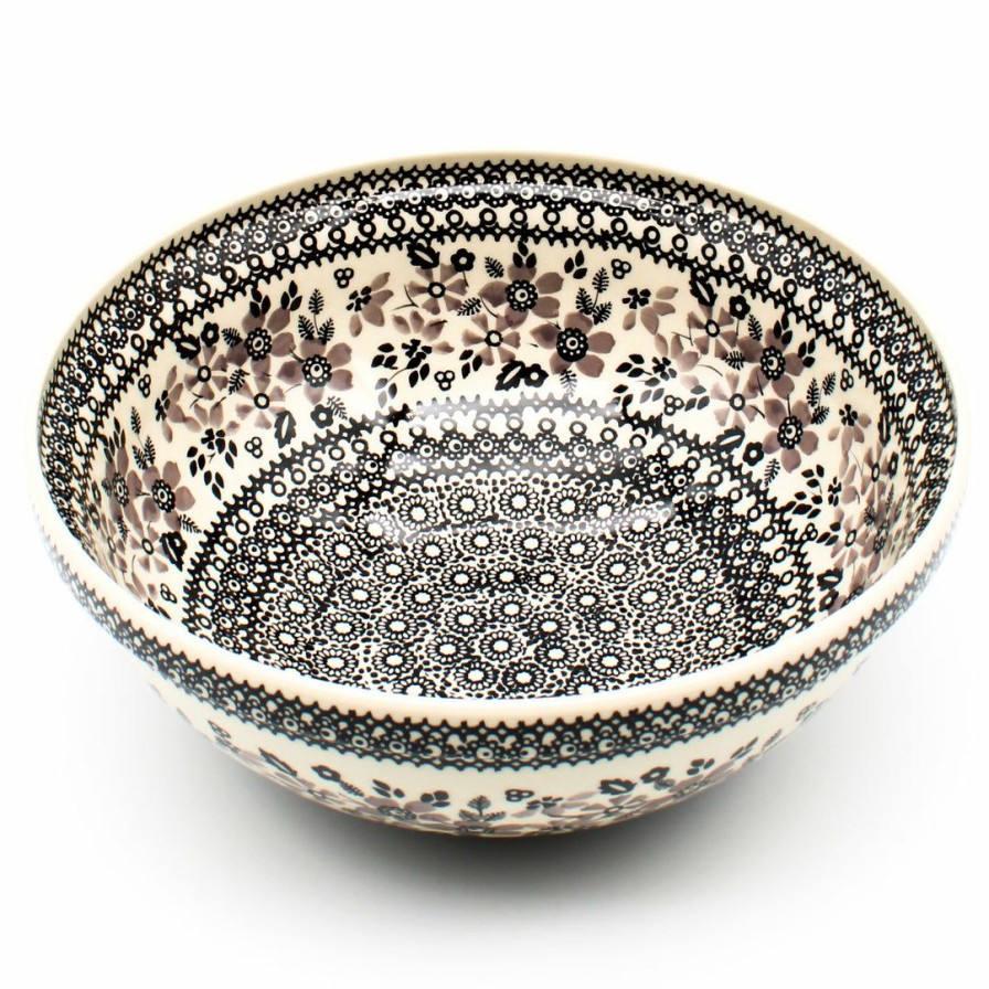 Bowls * | Janelle Imports Round Bowl 64 Oz In Gray & Black