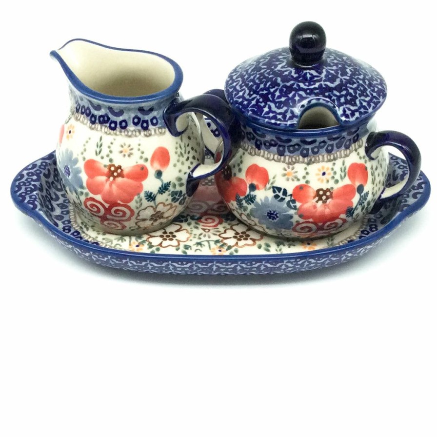 Table Accessories * | Janelle Imports Creamer & Sugar Set W/Tray In Perennial Garden