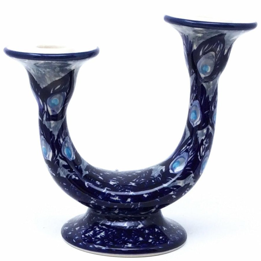 Table Accessories * | Janelle Imports Double Candle Holder In Peacock Glory