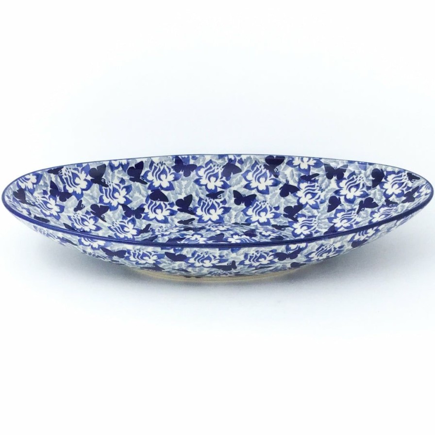 Platters, Servers, And Trays * | Janelle Imports Sm Modern Oval Server In Blue Butterfly