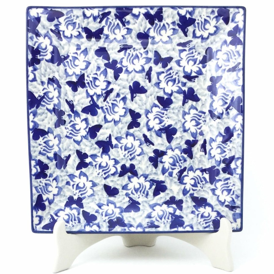 Plates * | Janelle Imports Square Dinner Plate In Blue Butterfly