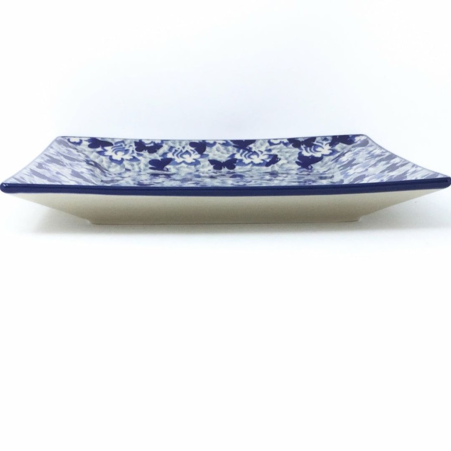 Plates * | Janelle Imports Square Dinner Plate In Blue Butterfly