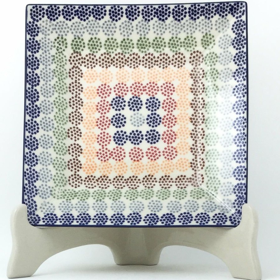 Plates * | Janelle Imports Square Luncheon Plate In Modern Dots