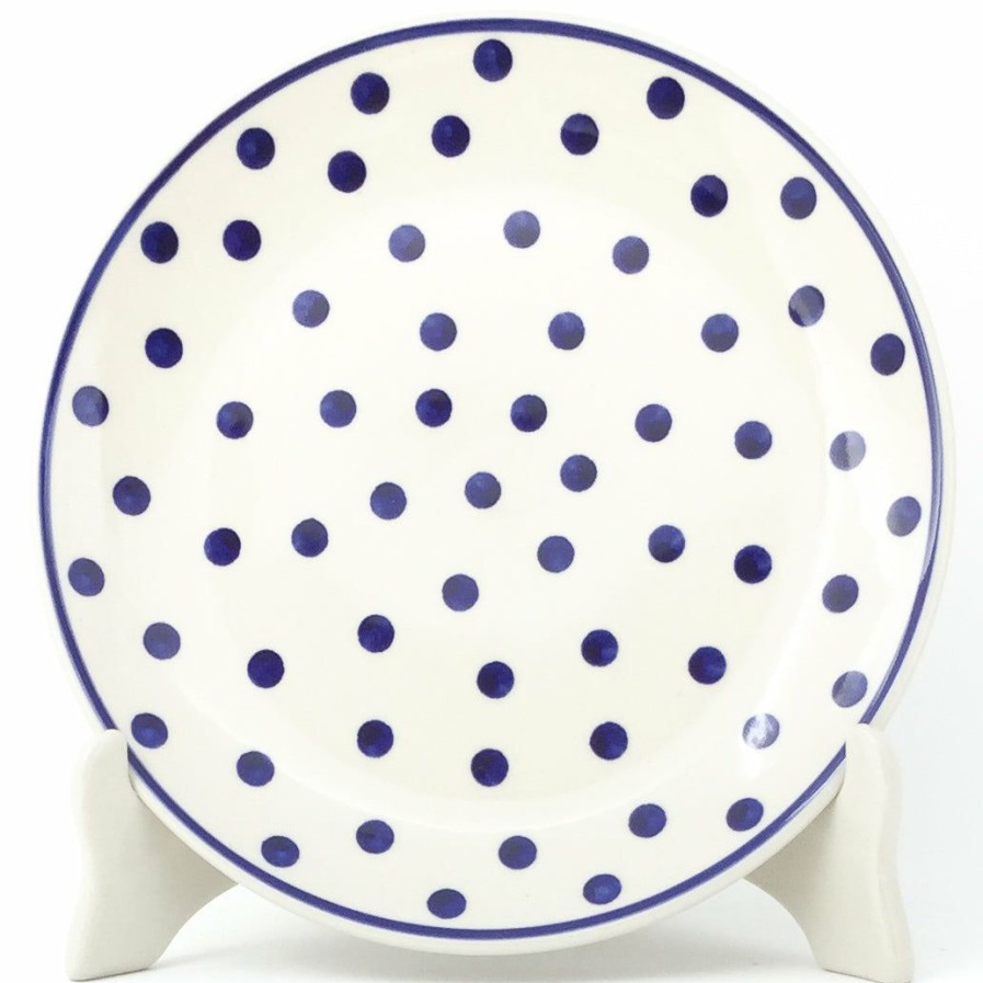 Plates * | Janelle Imports Luncheon Plate In Blue Polka-Dot