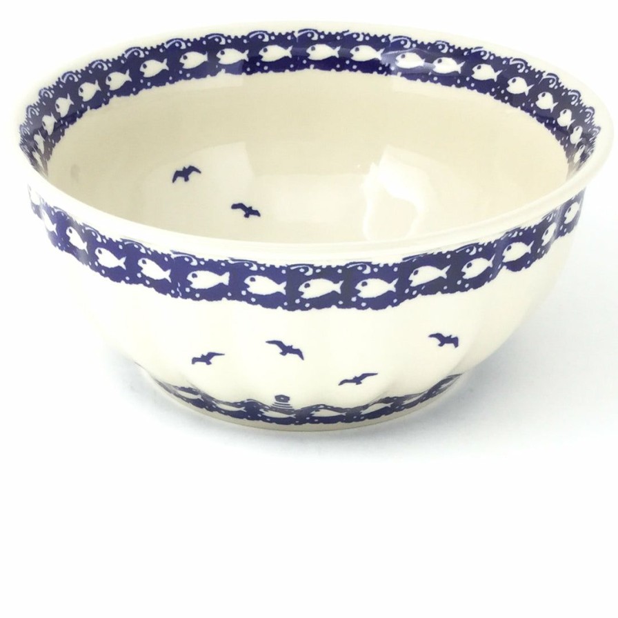 Bowls * | Janelle Imports Scalloped Bowl 64 Oz In Lighthouse