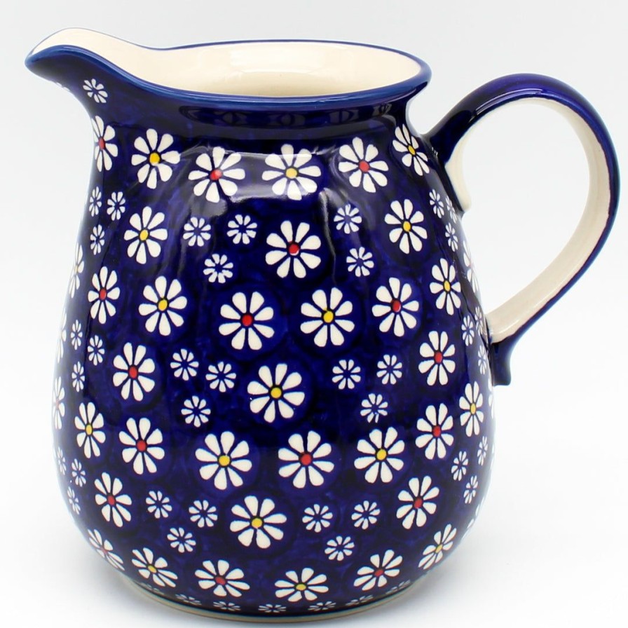 Home Decor * | Janelle Imports Pitcher 2 Qt In Flowers On Blue