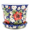 Home Decor * | Janelle Imports Md Flower Pot W/Plate In Endless Garden