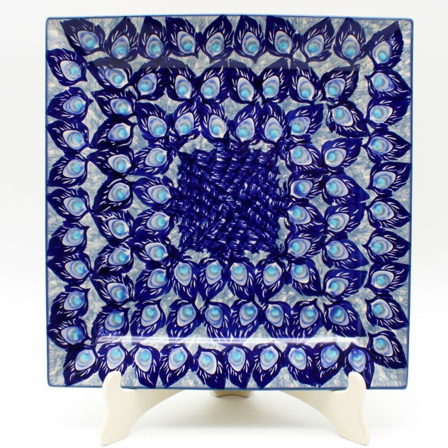 Platters, Servers, And Trays * | Janelle Imports Square Platter In Peacock Glory