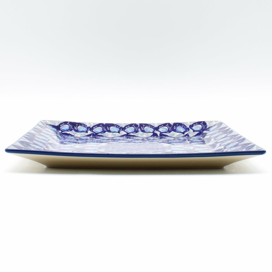 Platters, Servers, And Trays * | Janelle Imports Square Platter In Peacock Glory