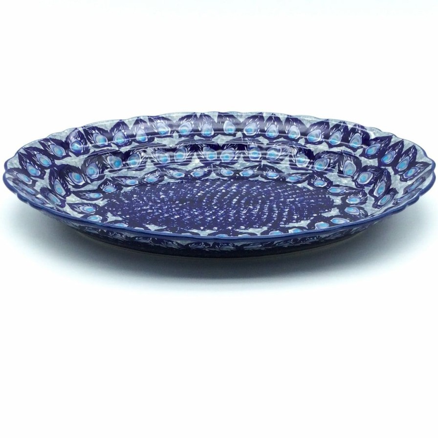 Platters, Servers, And Trays * | Janelle Imports Oval Basia Platter In Peacock Glory