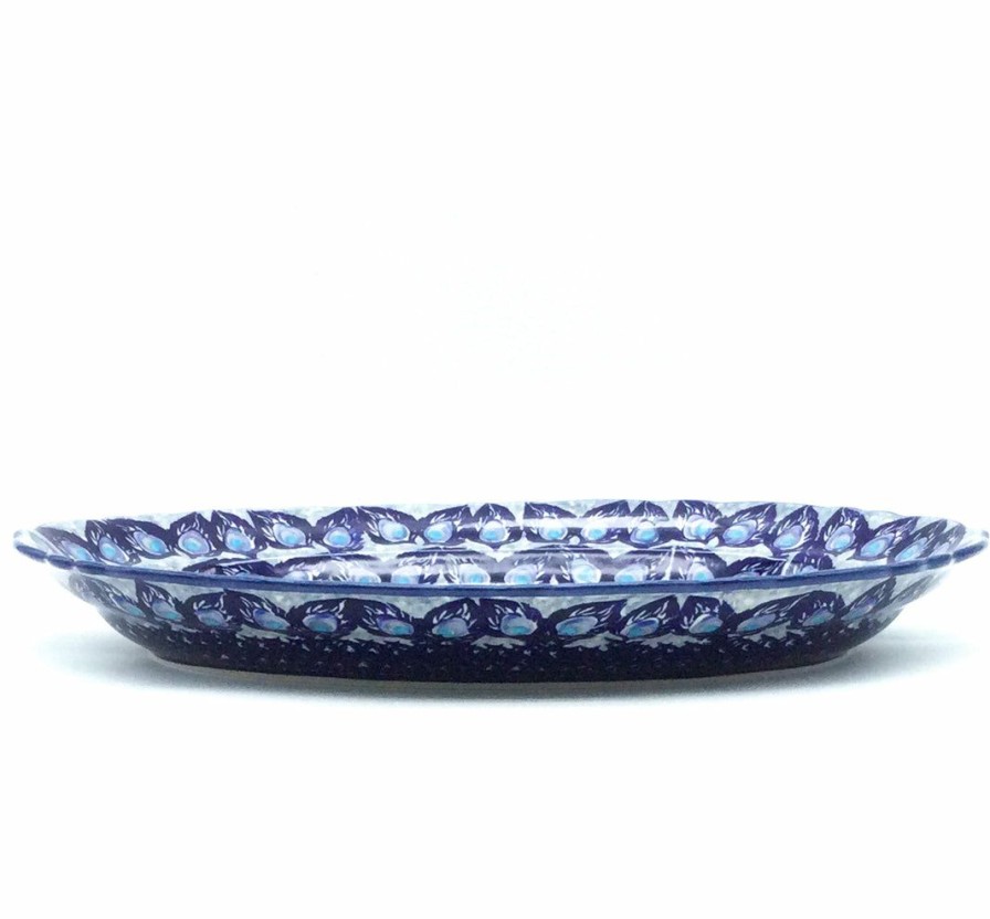 Platters, Servers, And Trays * | Janelle Imports Oval Basia Platter In Peacock Glory