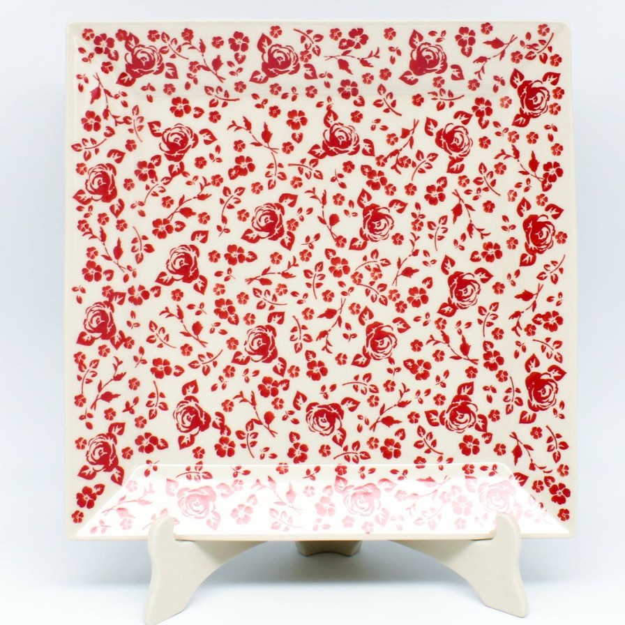 Platters, Servers, And Trays * | Janelle Imports Square Platter In Antique Red